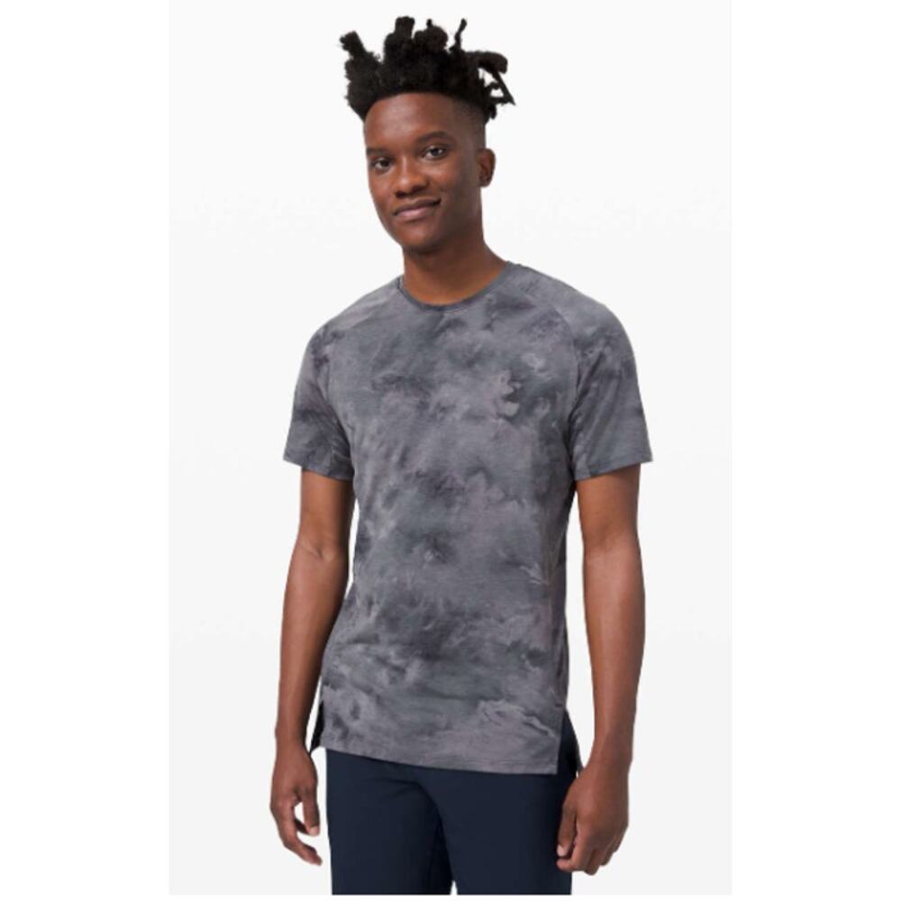 Lululemon Always Agile Short Sleeve Size M Diamond Dye Asphalt Grey Black
